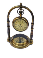 Vintage Brass Compass Antique Clock - WoodenTwist